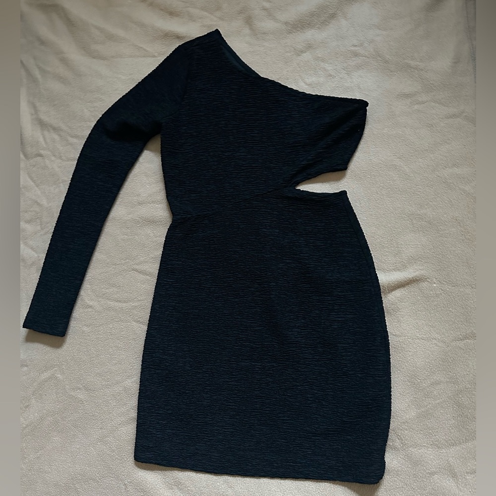 Black side cut mini dress